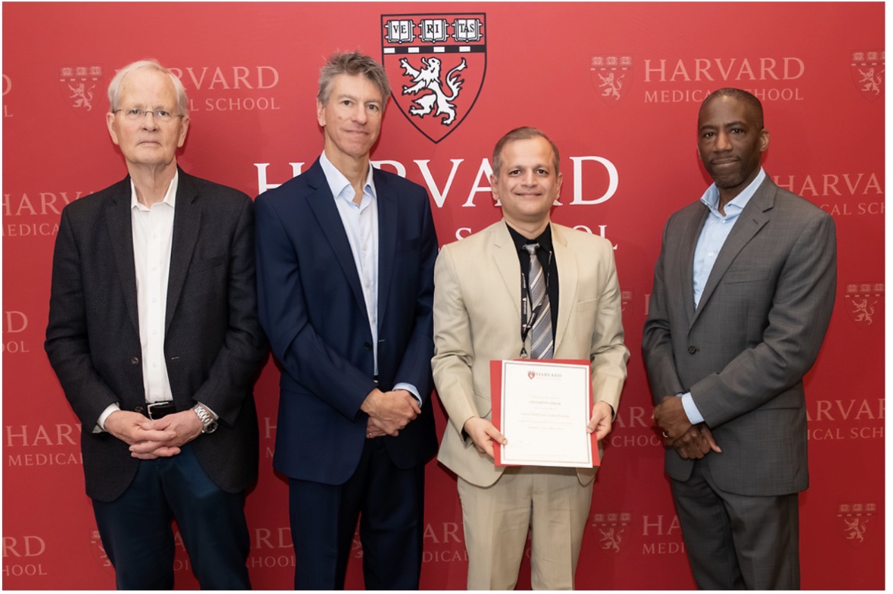 Dr Hrishikesh Sarkar receiving the Harvard Medical School Global Healthcare Leadership Fellowship